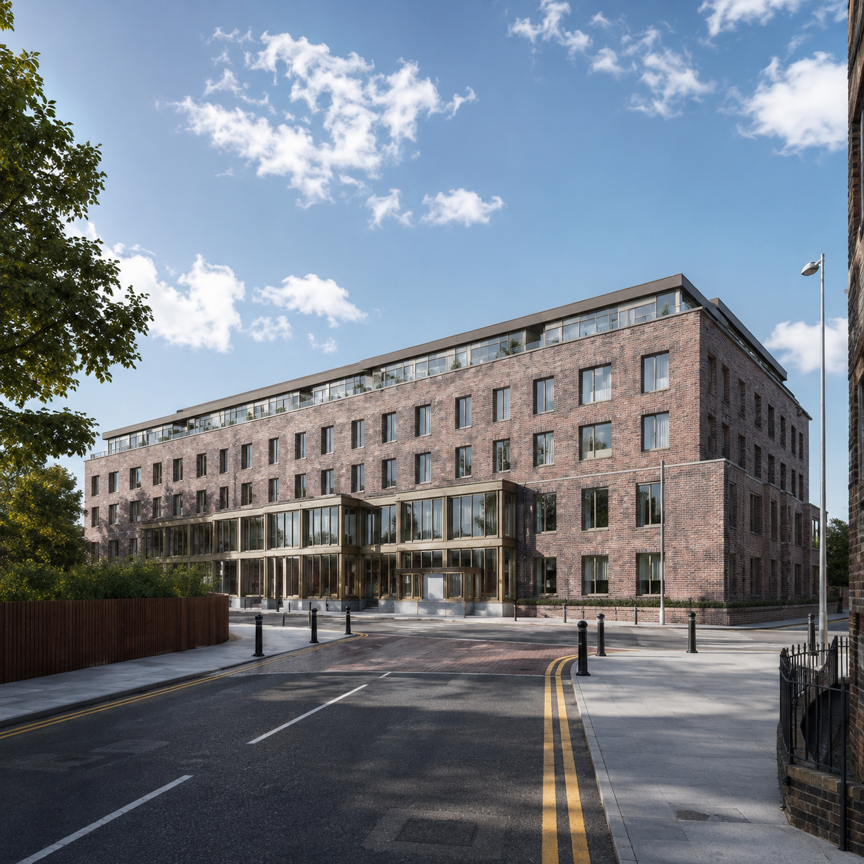 A completed brick residential development by Raymond Investments
